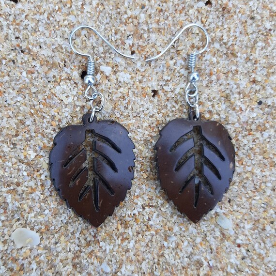 Hand Made Coconut Shell Earrings Etsy