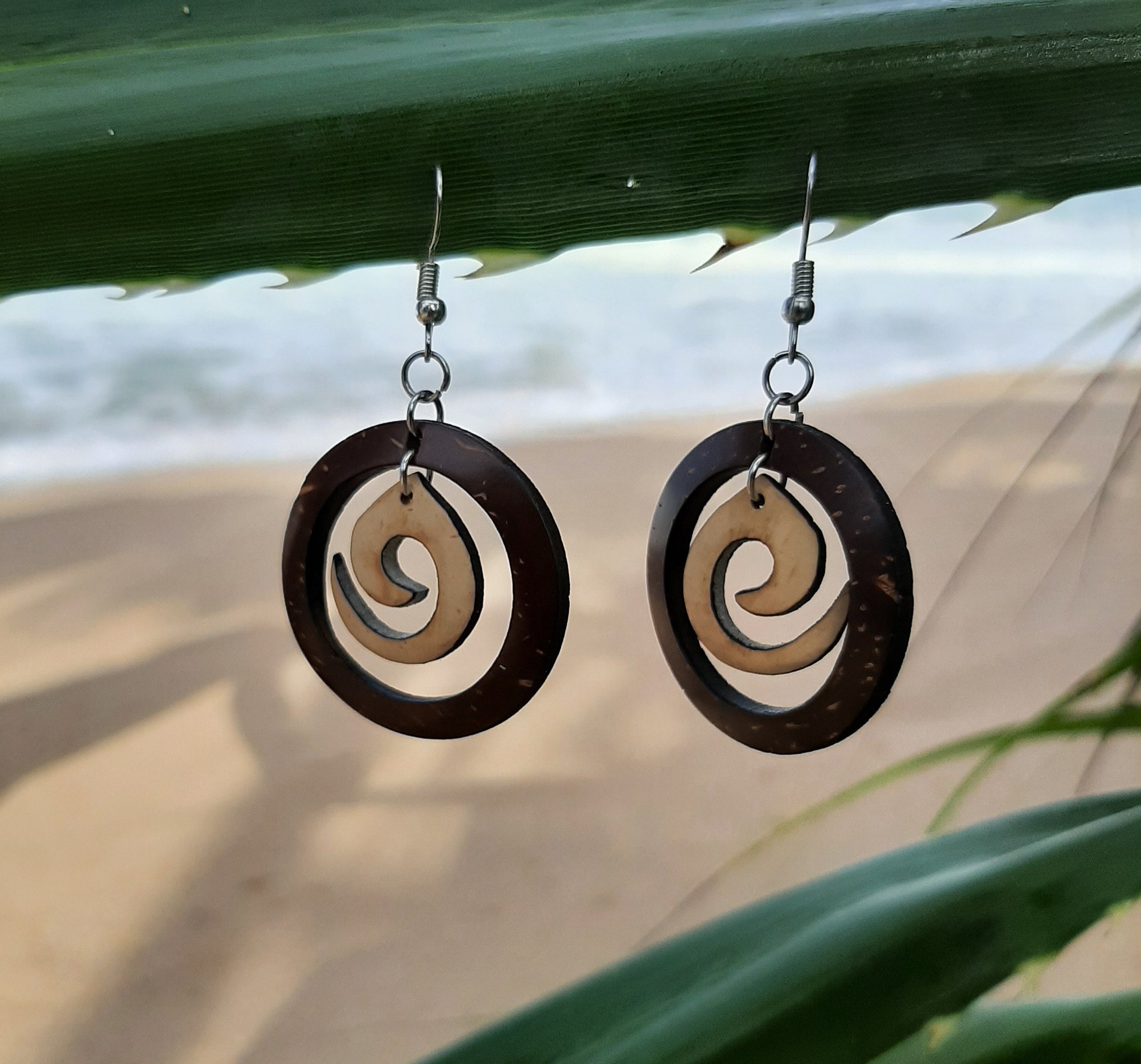 Hand Made Coconut Shell Earrings Etsy UK