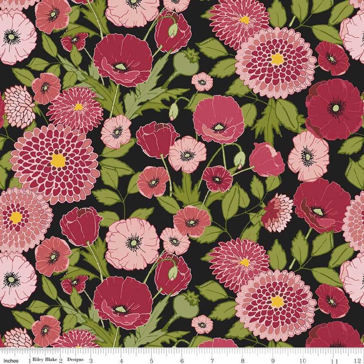 Pink Floral Fabric Petals & Pedals Jill Finley Riley Blake Etsy