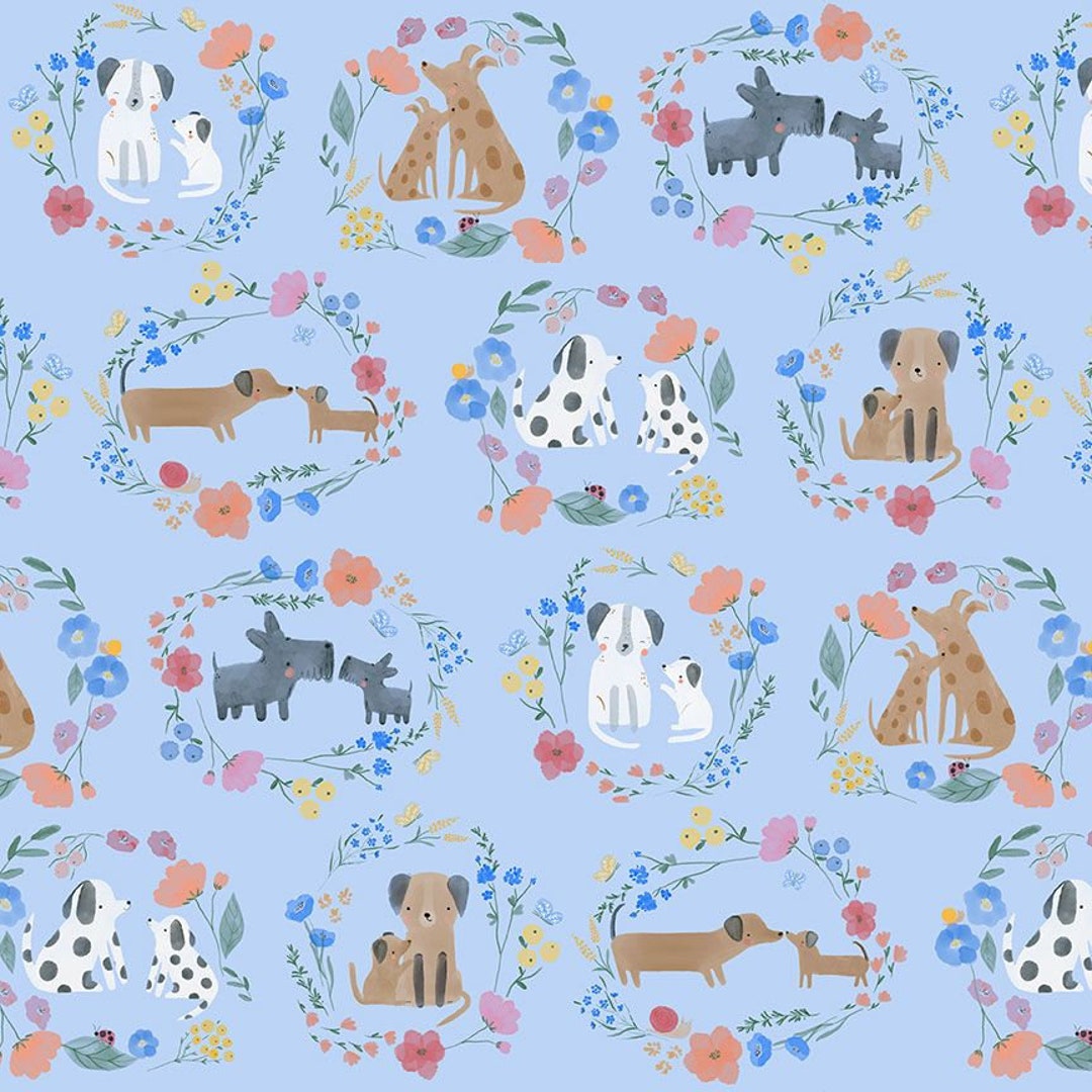 Kiss My Mutt Cute Dog Fabric Paws & Reflect Dear Stella Etsy