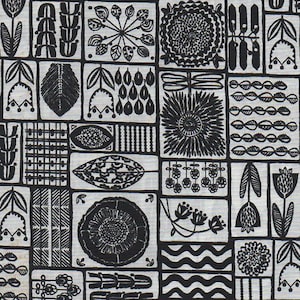 Flower Garden Fabric, Black and White Cotton, Benartex Designer Fabrics