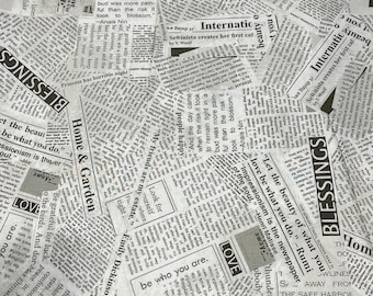 108in Wide Newsprint, Spackle News Paper Clipping, Cotton WideBack, Windham Fabrics