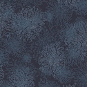 Navy Blue Cotton, Floral Elements Fabric, Nocturne, FE 538,  Art Gallery Fabrics