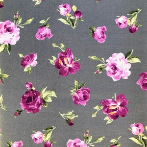 Pink, Purple Rose Cotton Fabric, Floral Fabric, Andover Fabrics