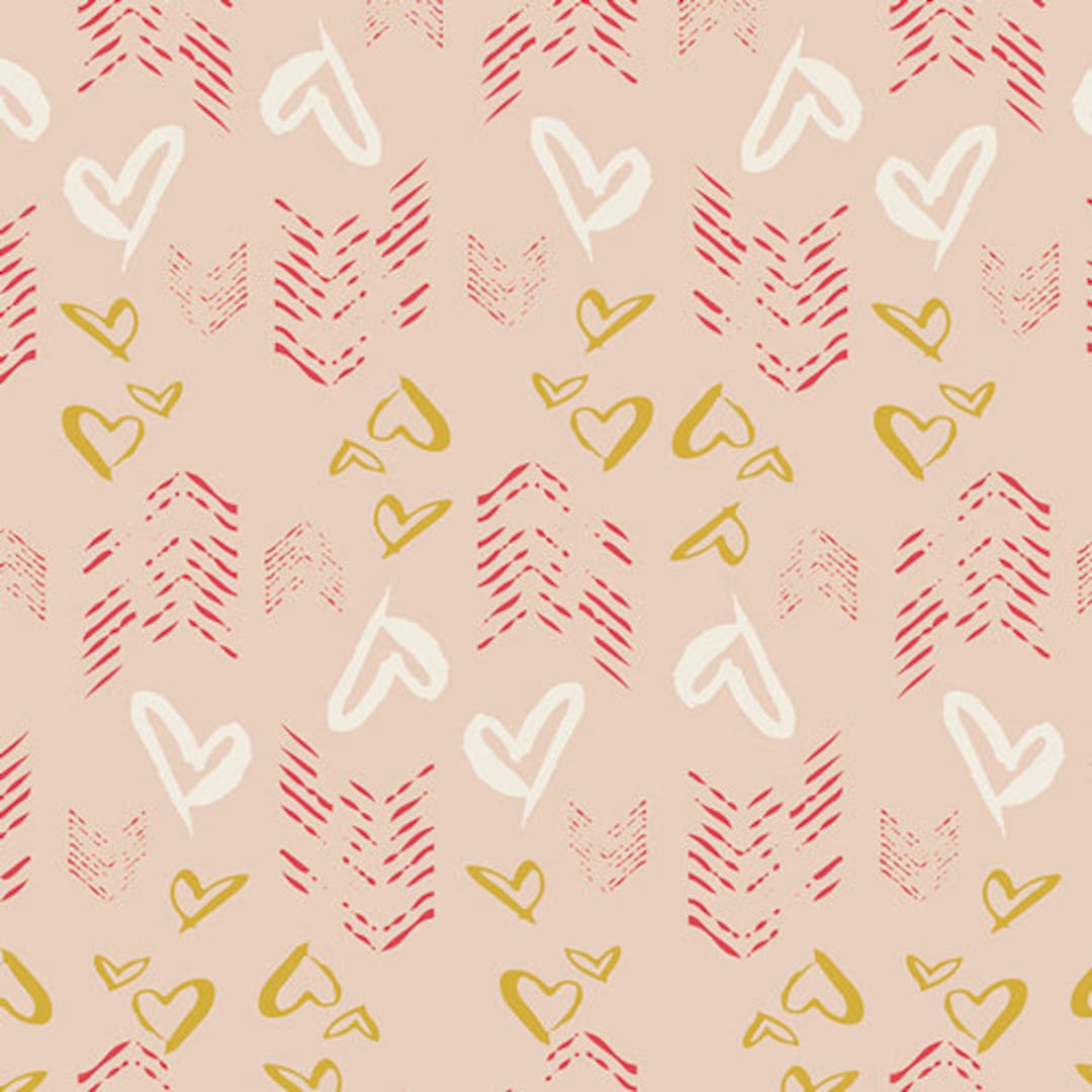 Hearts Cotton Fabric, Soulmate Blooms Flirt, Art Gallery Fabrics Etsy