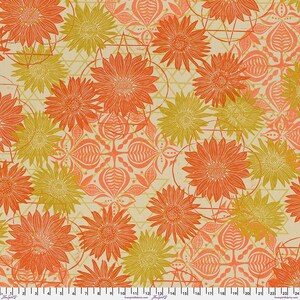 Radiant Honey, Grace, Orange Flowers, Valori Wells, Free Spirit Fabric