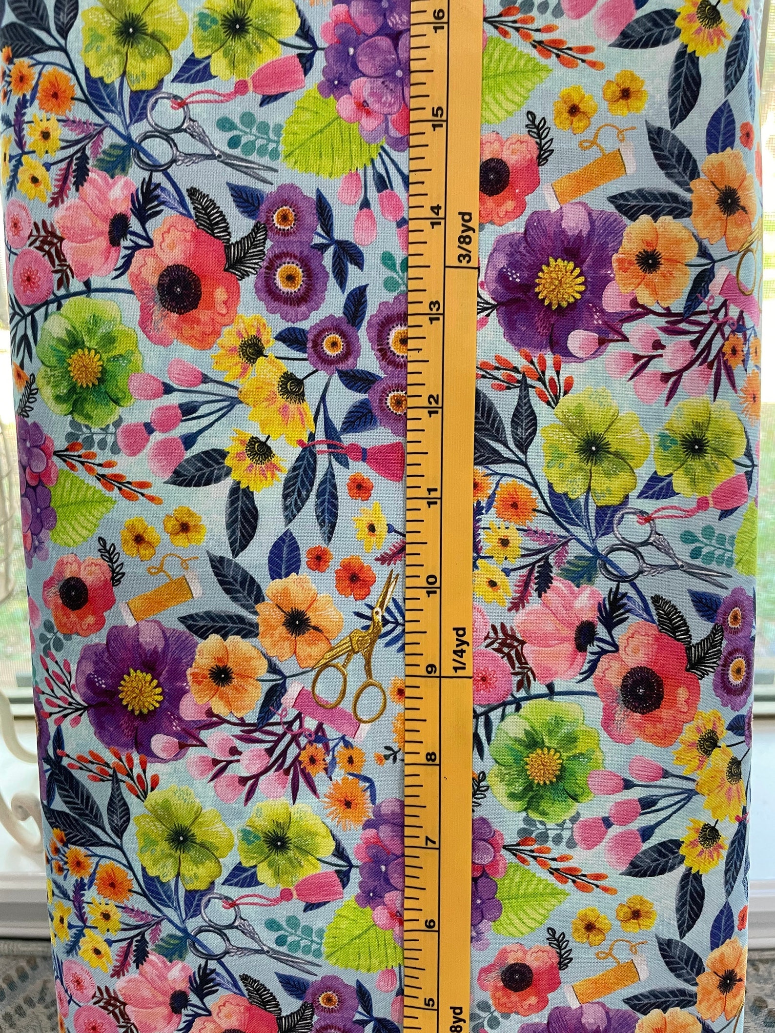 Floral Fabric Sew Mischievous Sewing Scissors Thread Etsy