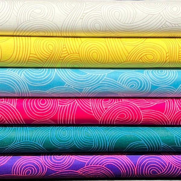 Spirals Abstract Cotton, Bright World, Sharon Virtue, 53490, Windham Fabrics