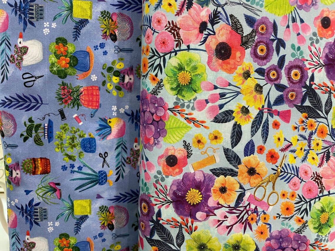 Floral Fabric Sew Mischievous Sewing Scissors Thread Etsy