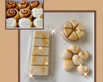 Cinnamon buns wax melts, Highly Scented, bakery, snapbar clamshell, segment pot, soywaxmelts