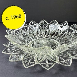 Vintage Clear "Petal" Glass Serving Plate and Bowl - Federal Glass - c. 1960