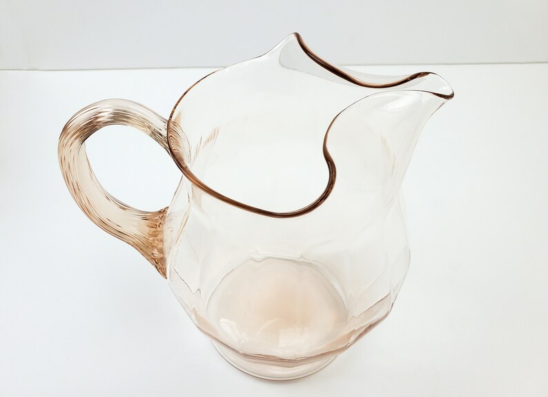 Vintage Pink Depression Glass Jug With Ice Lip Macbethevans Etsy