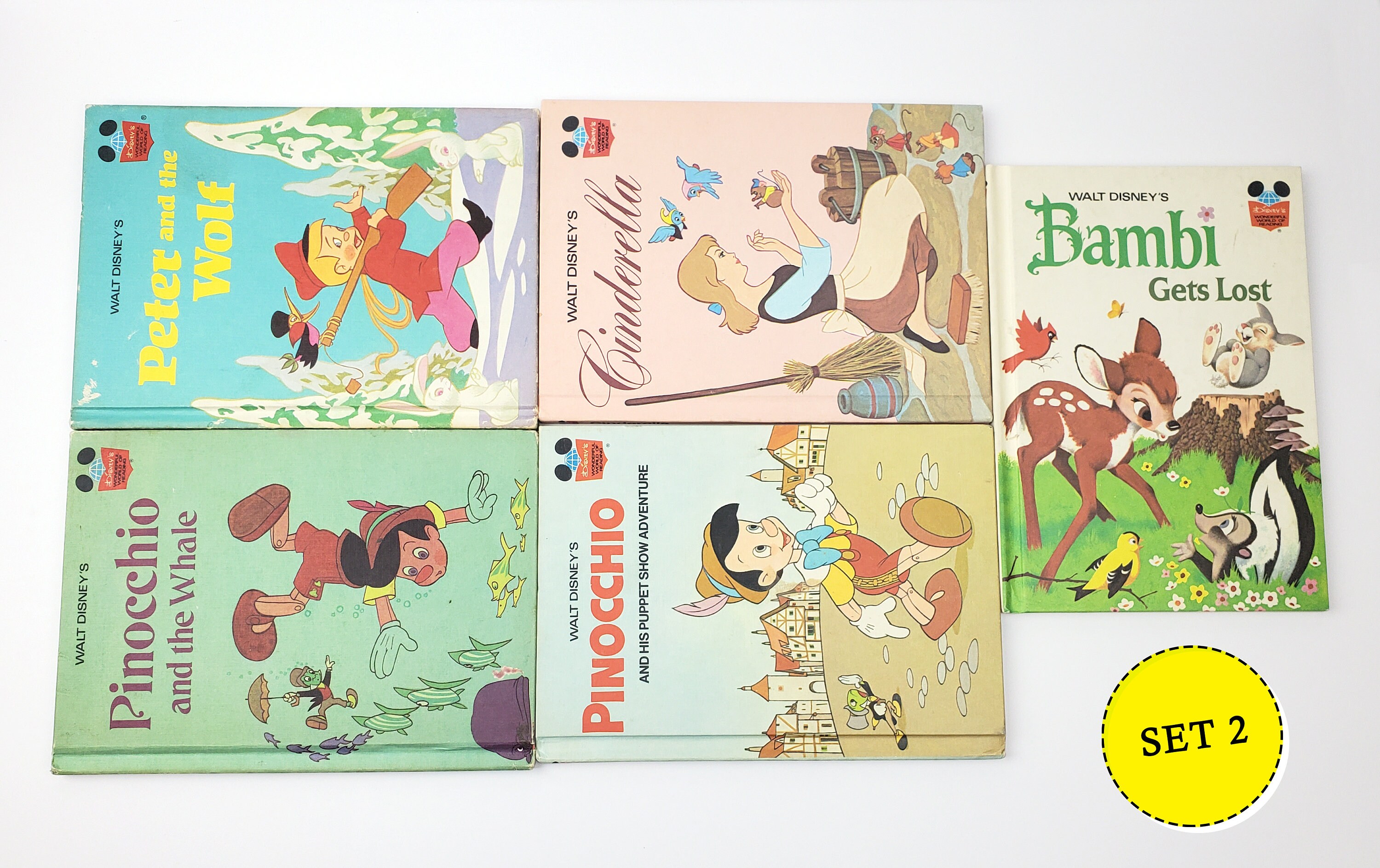 Vintage Disney Children's Books Bambi, Pinocchio, Cinderella, Peter and