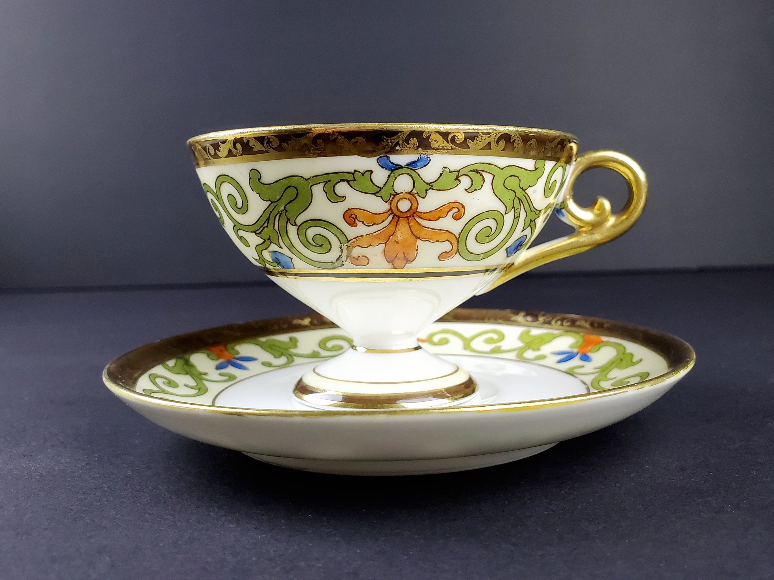 Antique Japanese Porcelain Tea Cup and Saucer Noritake C. 1911 Etsy