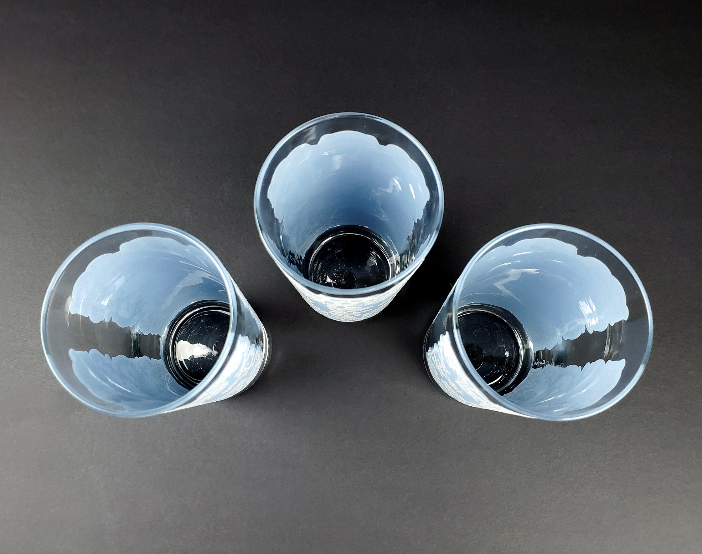 Vintage Textured Blue Midcentury Drinking Glass Set - C  display picture 1