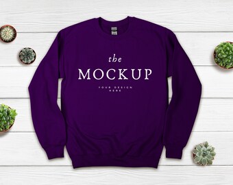 Purple Gildan 18000Mockup, Gildan Sweatshirt Mockup G180 Purple, Gildan Sweatshirt Mock Up, Flat Lay SVG, Basic Mockups Sweatshirt Printify