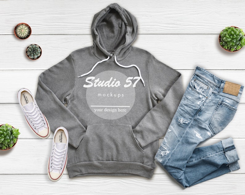 Download Deep Heather Bella Canvas 3719 Hoodie Mockup Hoodie Flat ...