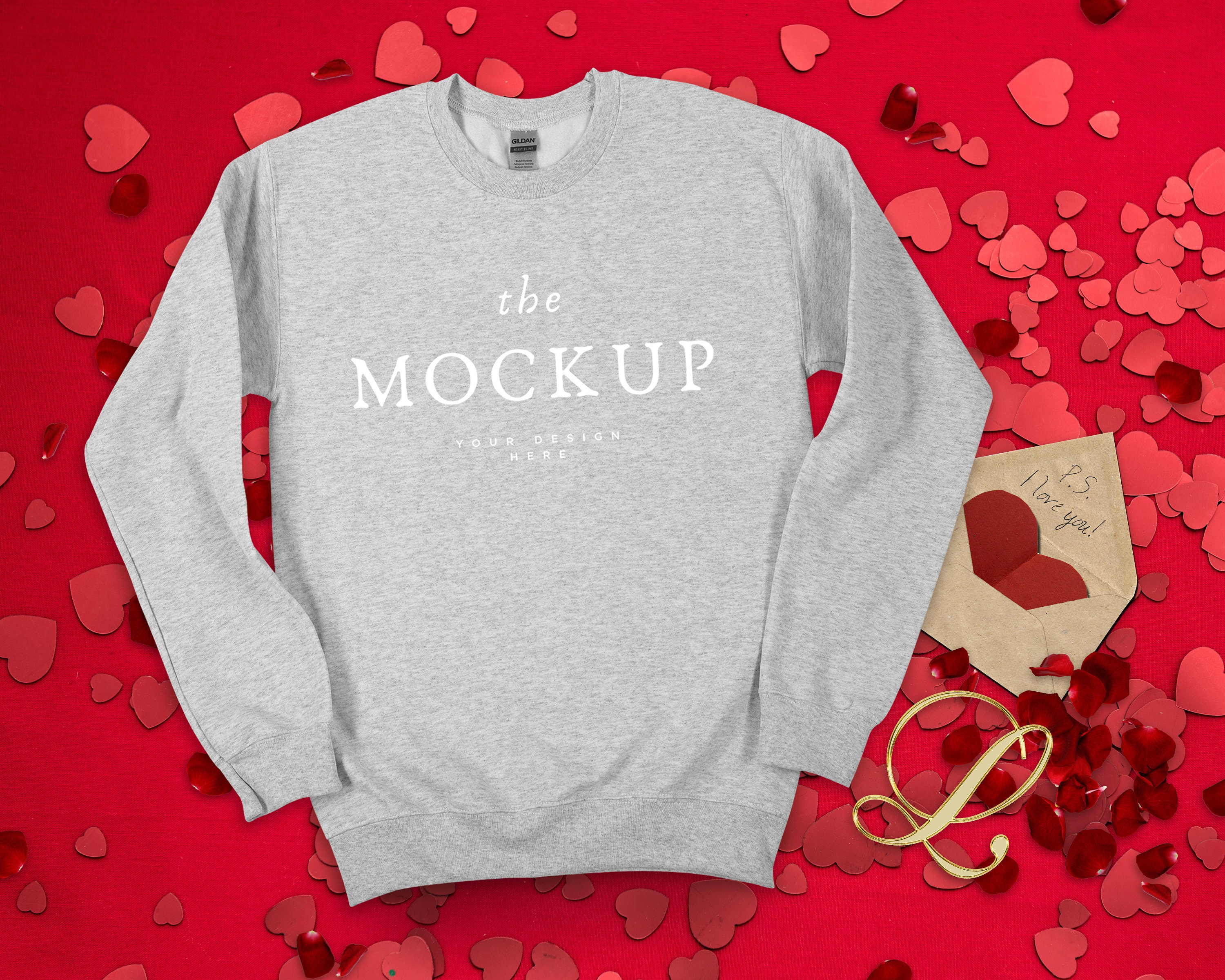 Ash Gildan 18000 Sweatshirt Mockup 