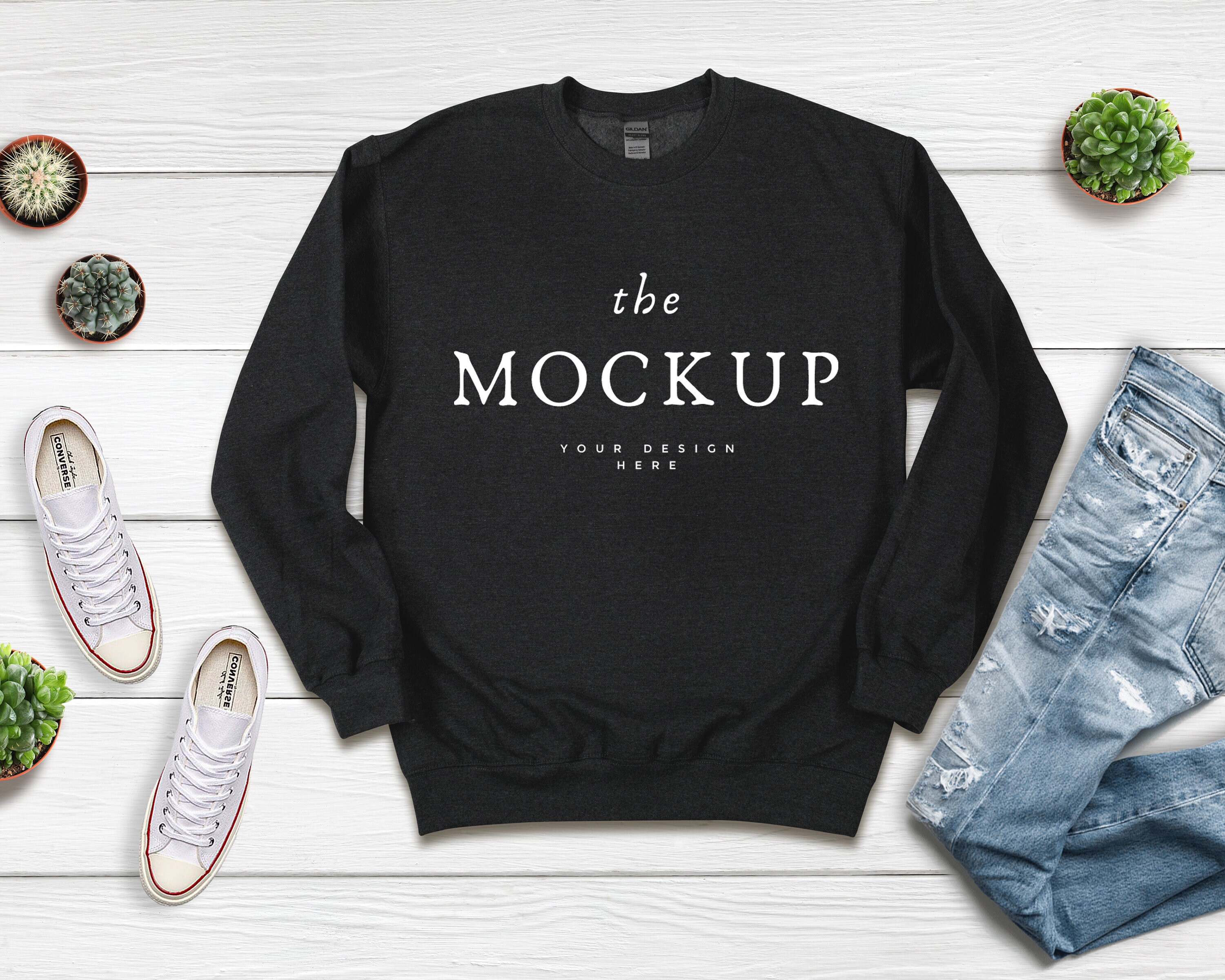 Dark Heather Gildan 18000 Mockup 