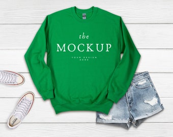 Irish Green Gildan 18000 Sweatshirt Mockup, Pullover Mockup, 18000 Mock Up, Flat Lay Gildan Mockup, Heavy Blend Crewneck Mockup, Gildan G180