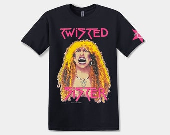 Twisted Sister Vintage Concert Tee Design Print Distressed Hand Painted One of a Kind Original Rock T-shirt in Vintage Brindle or New