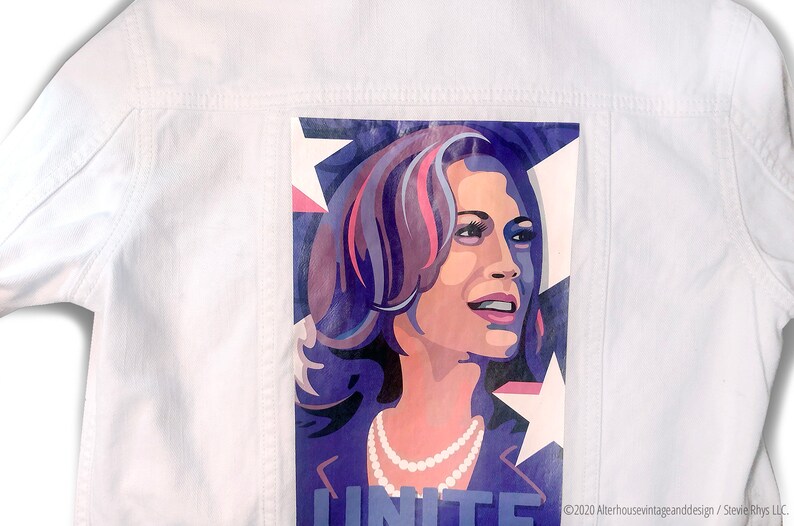 Kamala Harris Original /'Unite/' Art Denim Jacket One of a kind resist in style vice presidential nominee 2020 election gear biden harris