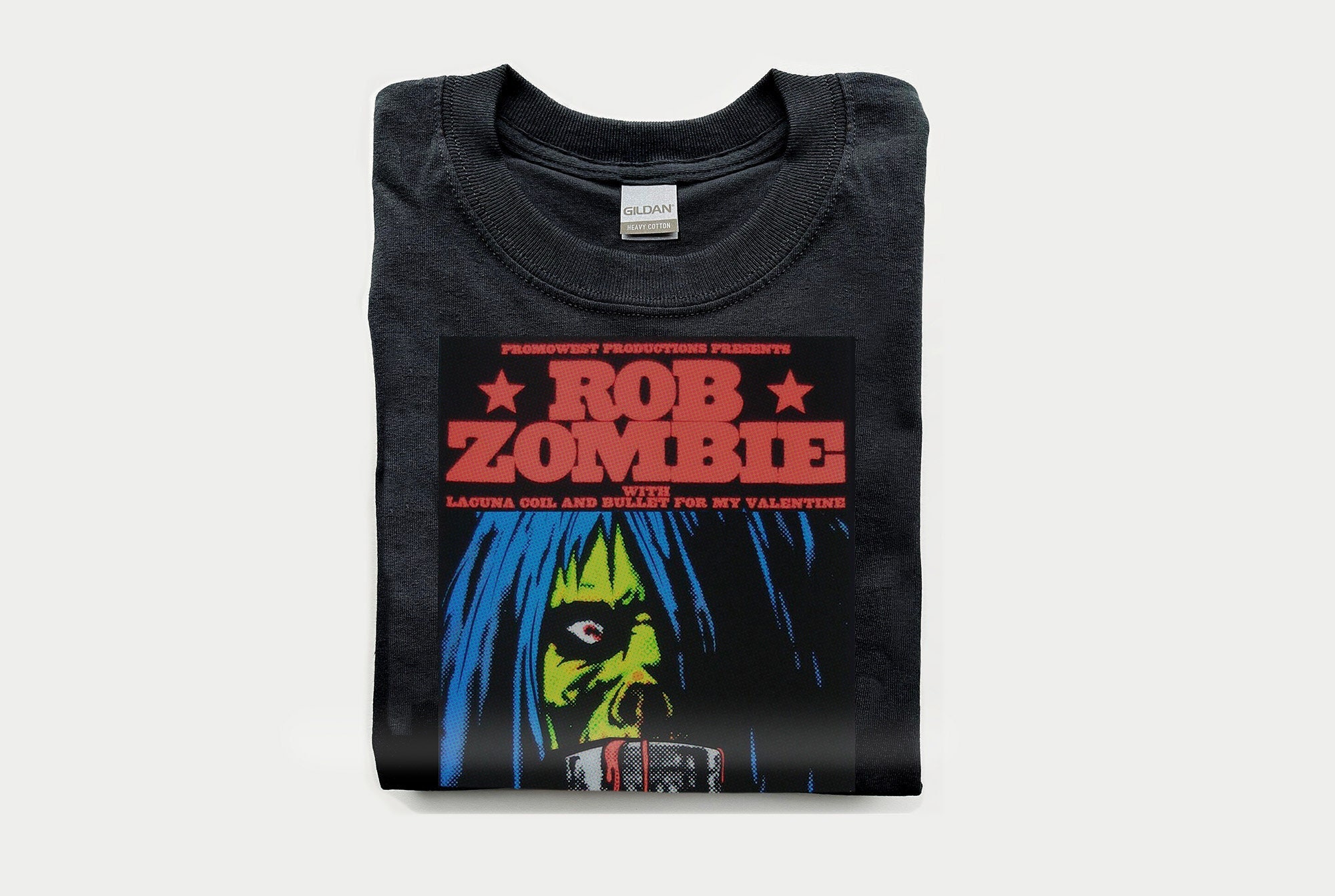 Discover Rob Zombie White Zombie Portrait Original Painted and Distressed Punk Rock Inspired Hand Dyed RIPP JUNC Splatter One of a Kind Rock T-shirt