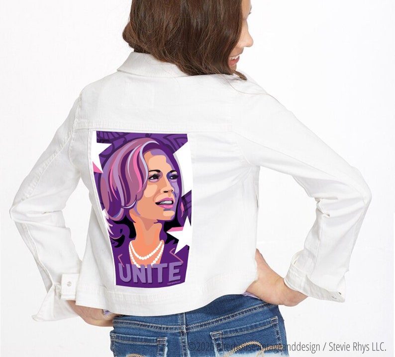 Kamala Harris Original /'Unite/' Art Denim Jacket One of a kind resist in style vice presidential nominee 2020 election gear biden harris
