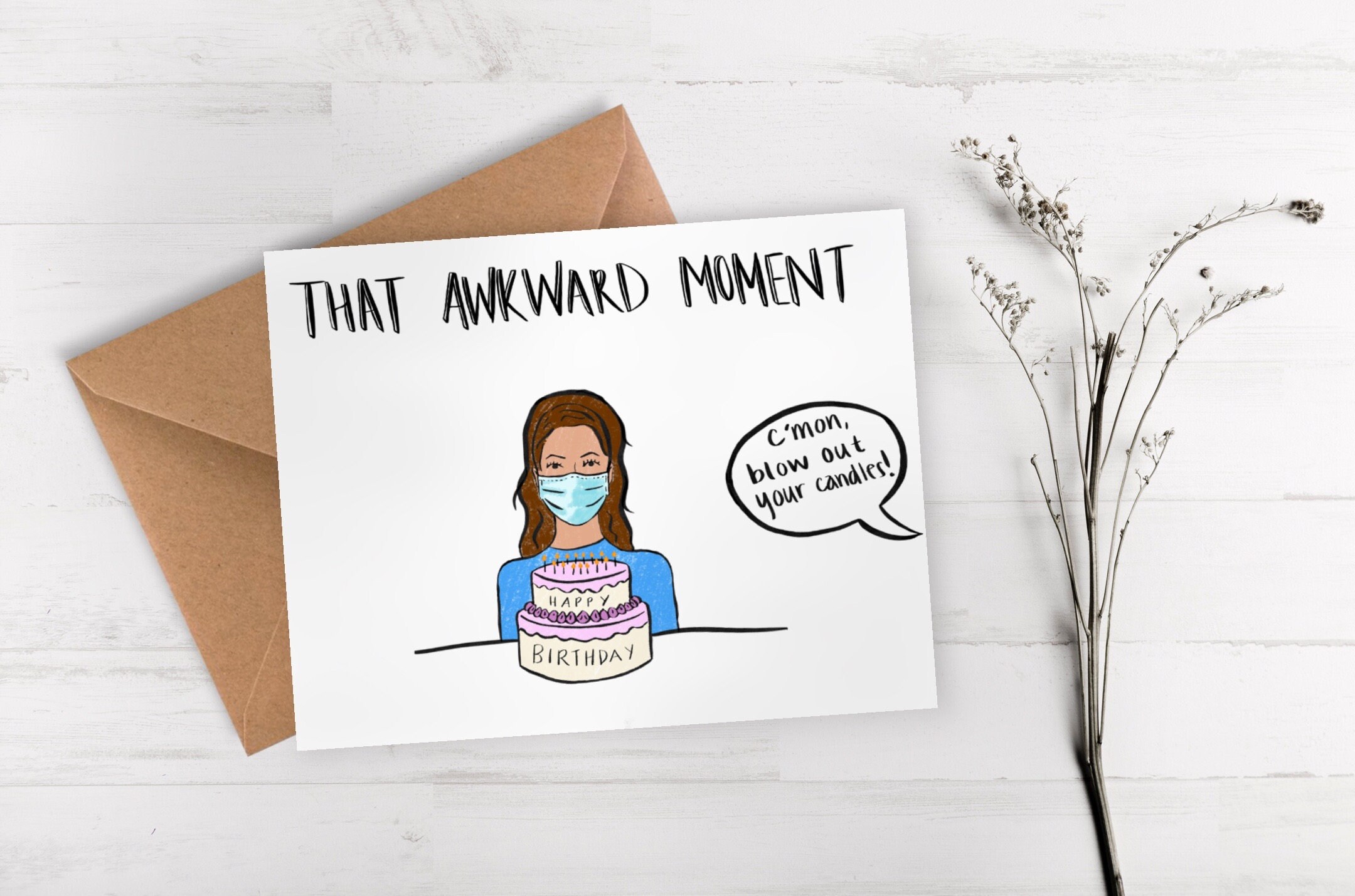 Quarantine Birthday Card / Funny Greeting Card / Face mask joke / Fun…