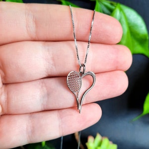 Happy mother&#39;s day gift | Heart Sterling silver tennis pendant | Graduation gift for girl | Silver 925 | Love necklace | tennis pendant