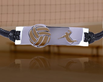 Bracelet de volleyball : cadeau de bijoux de sport en argent 925