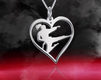 Gift for mother&#39;s day valentines day gift for friend Gift for girl Solid silver heart pendant Minimalistic pendant Taekwondo coach gifts