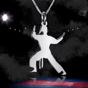 Karate girl gift Solid silver pendant female karate figure Sport jewels Karate necklace Unique gift for girl Karate girl Karate team gift