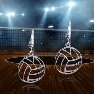 Solid silver earrings with volley ball designs Sport jewelry Creative gift idea The perfect gift idea for a volleyball player