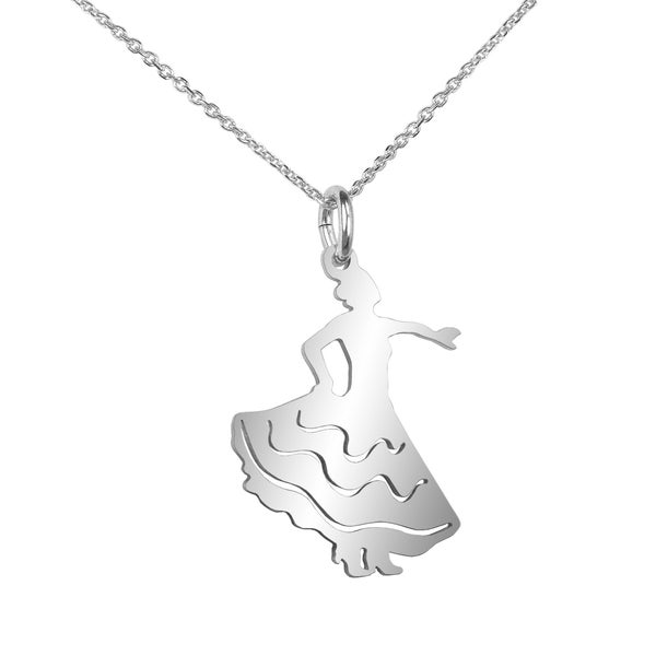 Flamenco dance Silver pendant with a figure of a Flamenco dancer latin dance gift for women gift for girl solid silver 925 unique jewelry