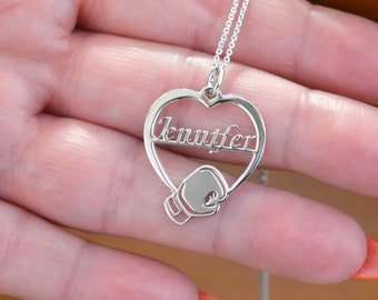 Collar de guante de boxeo personalizado: colgante con nombre en plata de ley