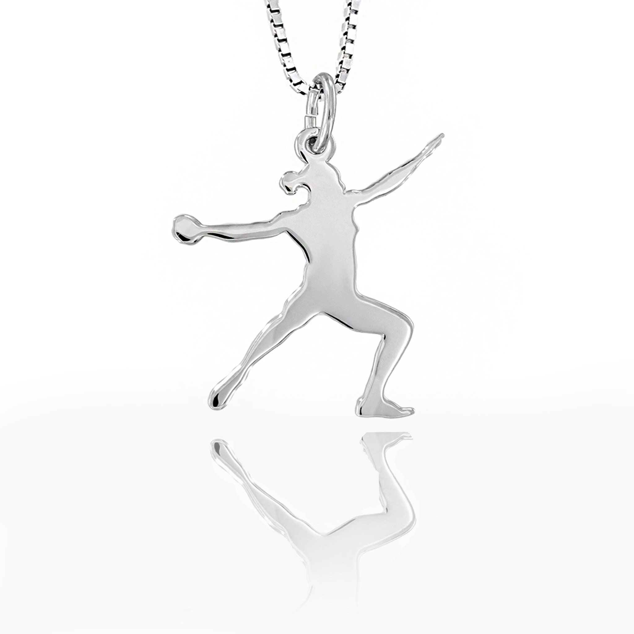 Solid Silver Pendant Discus Thrower Woman Athlete Gift for Her Etsy UK