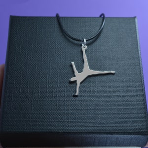 Male gymnast performing a floor routine pendant in solid silver Sport jewelry Men&#39;s gift idea Artistic Gymnastics solid Silver 925