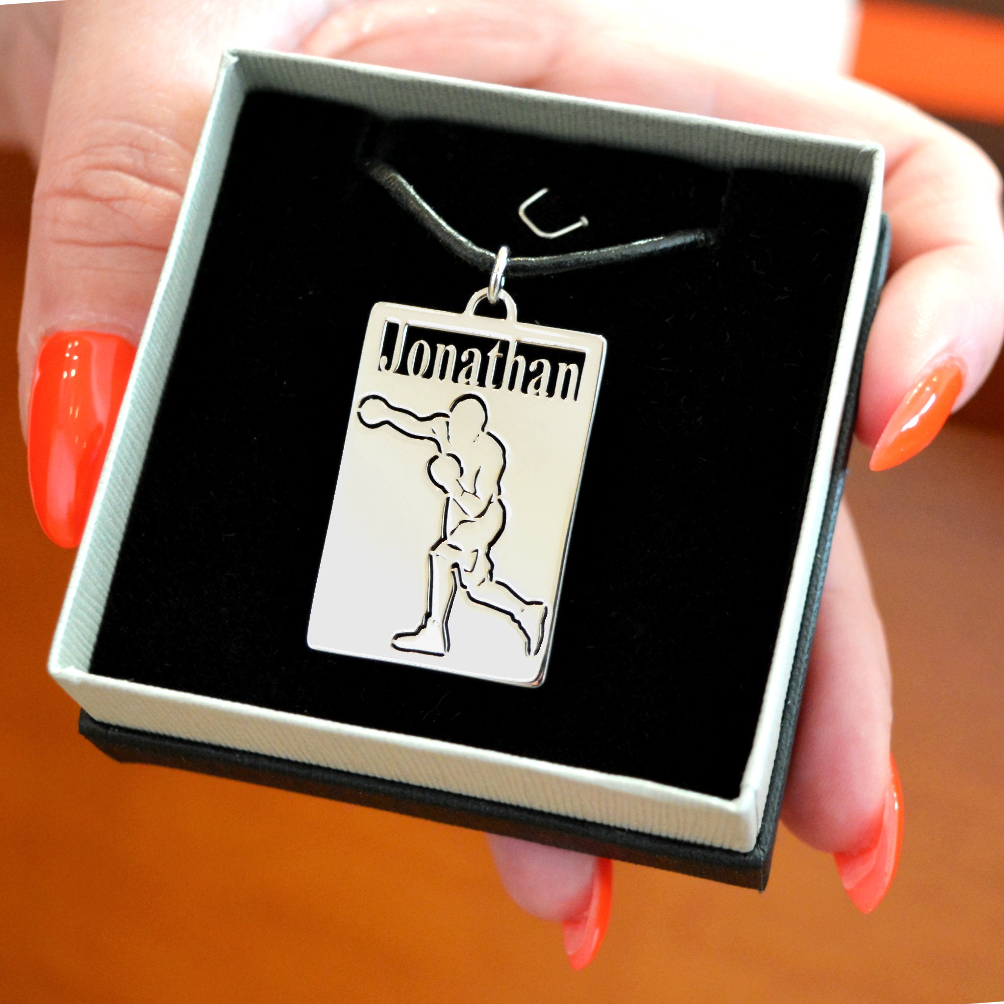 Sports gifts for him Personalized gifts for dad MMA Boxing gloves necklace Gift for father Boxing coach gift name necklace for men