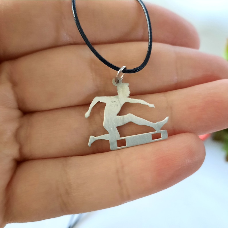 Track and Field Necklace for Men Solid Silver Necklace Gifts for