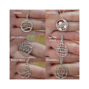 Custom Sport Name Necklace: Sterling Silver Number Pendant