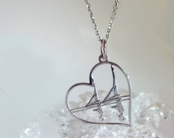 Gifts for girlfriend Solid silver heart necklace Synchronized swimming Heart charm pendant Sport gifts Womens necklace Gifts for her