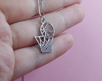 Unique gift for her valentines day Solid silver basketball gift idea for team unique gift idea everyday necklace Couples Girlfriend gifts