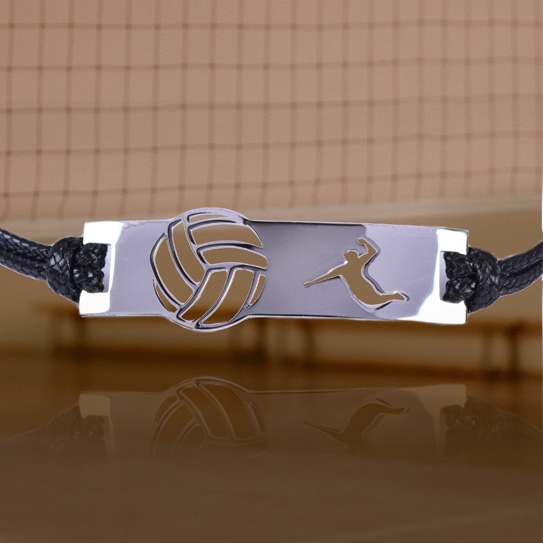 Volleyball Bracelet for Men Sport Jewels Volleyball Gift Idea Silver