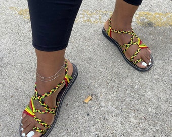 KV Women’s Braided Sandals Summer Beach Reggae.