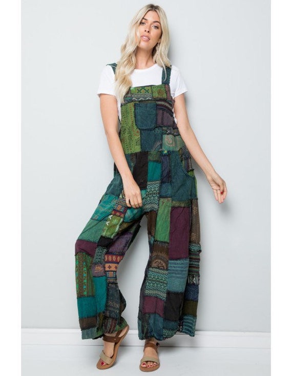Beautiful Patchwork Jumpsuit With Wide-leg Overall and 2 Side