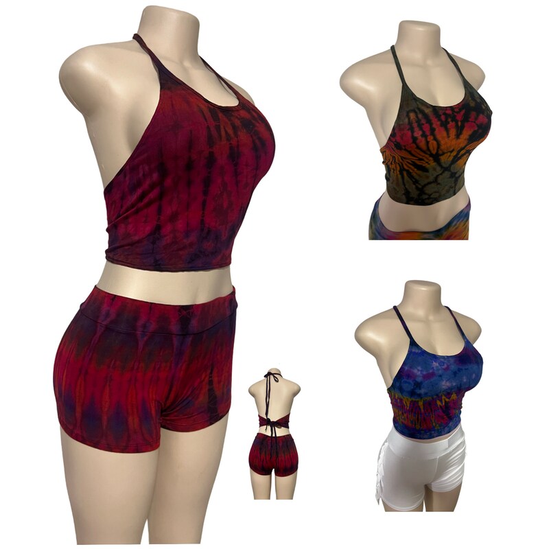Sleeveless Crop Tops Tie Dye Pants Sets