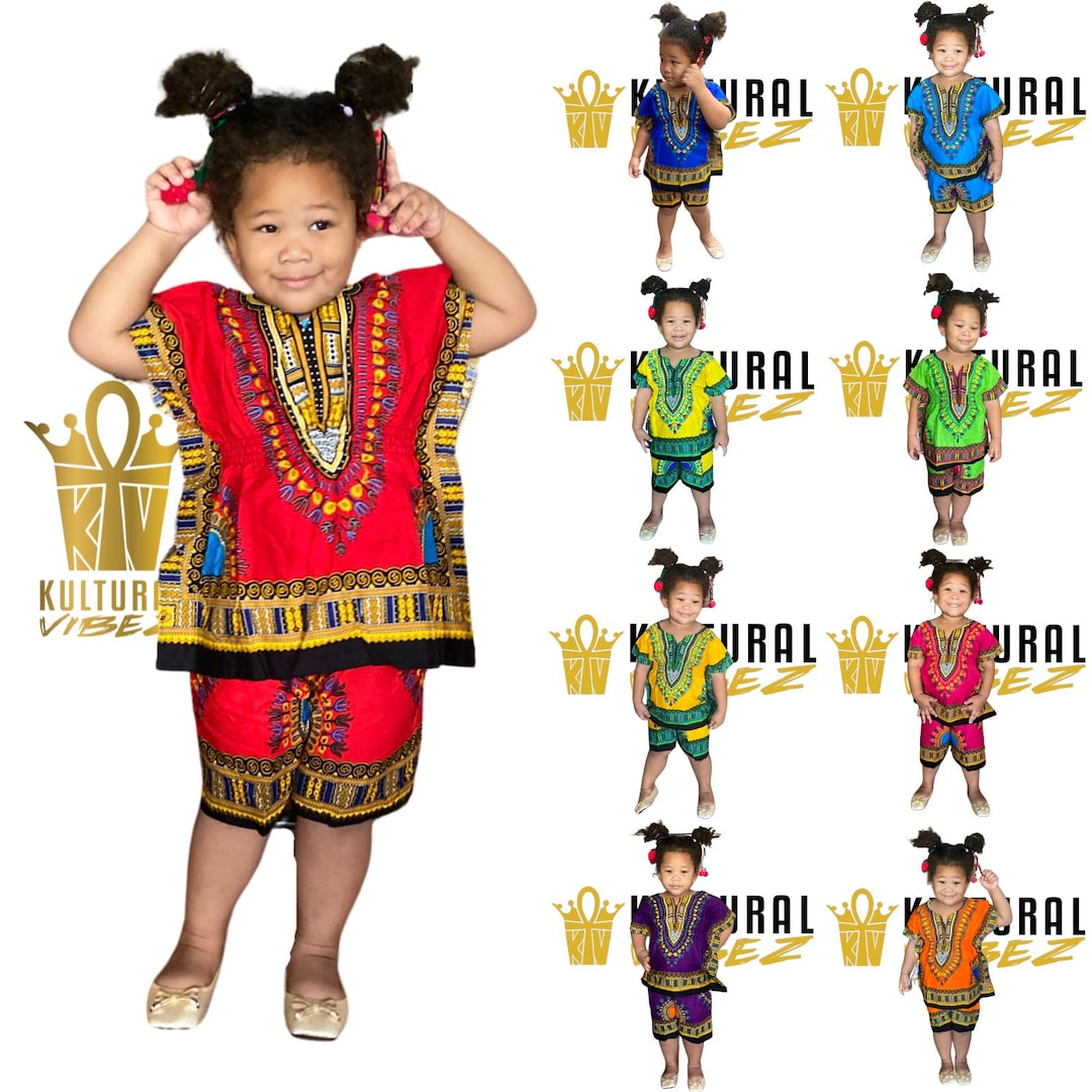 Girls Dashiki Set 100 Cotton Different Colors African Young Girls