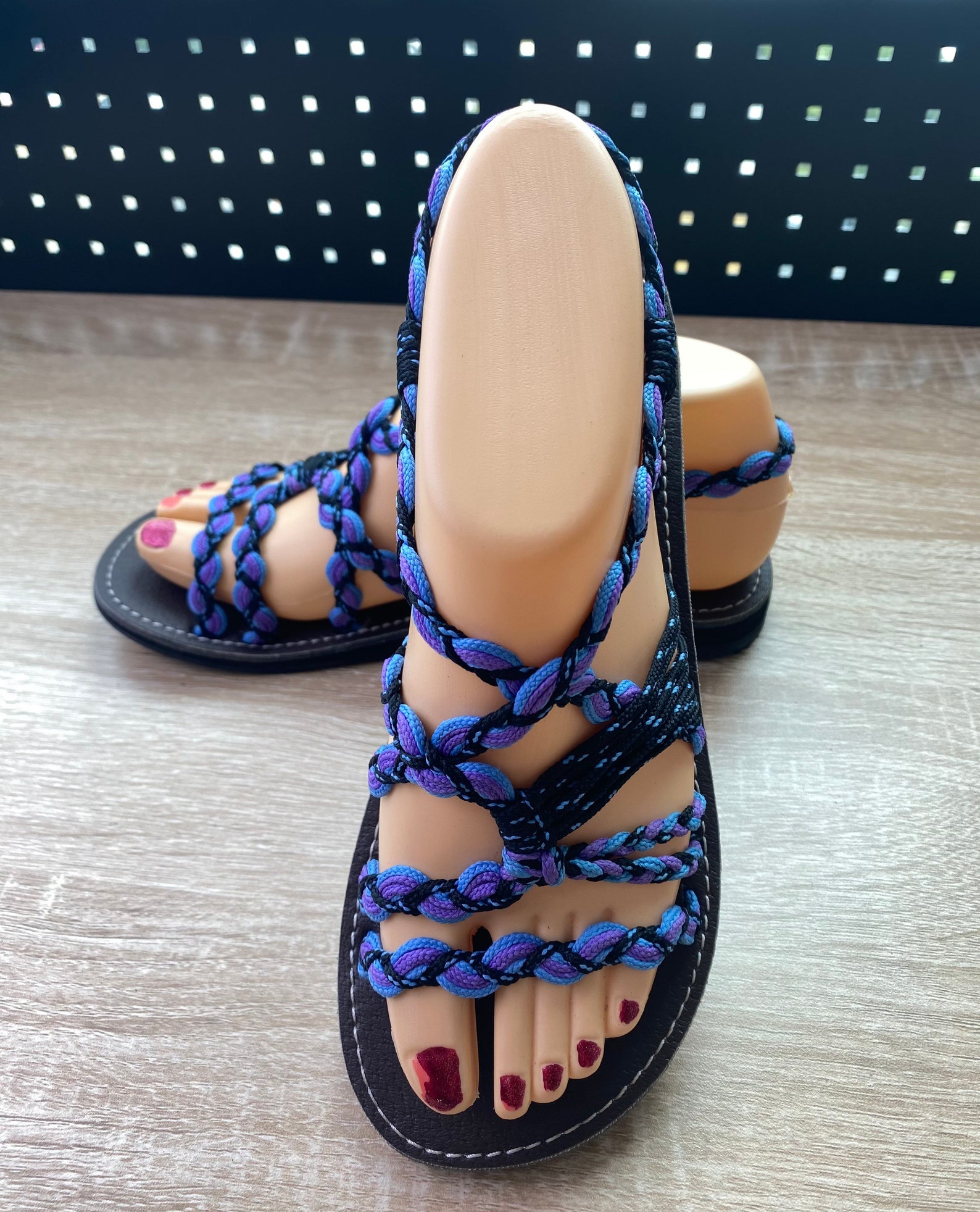 KV Womens Braided Sandals Summer Beach Purple/Blue & Black | Etsy
