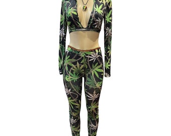 Marijuana Leaf Adult Lounge Pants Black TOOLOUD Highrish 